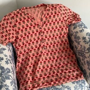 Indian floral fabric Pink Short Sleeve Top